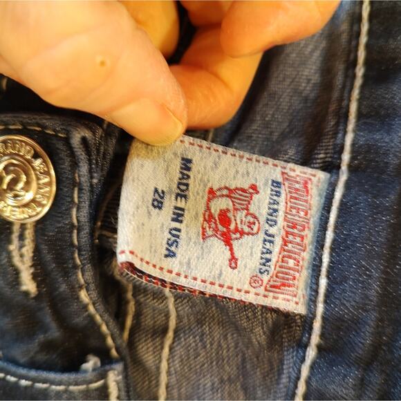 True Religion Dark Wash Boot Cut Crystal Pocket Jeans Waist Size 28 - Picture 11 of 15